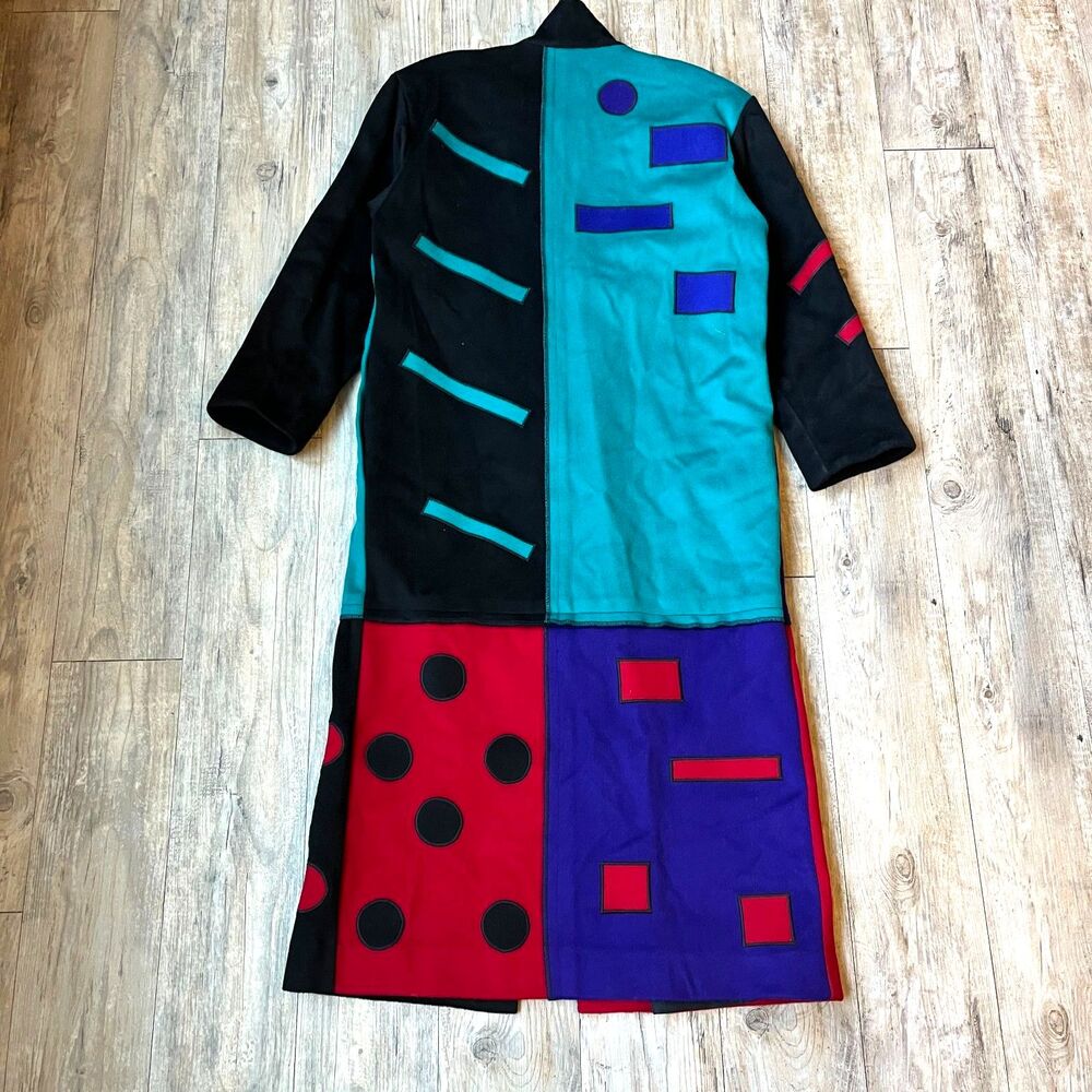 Vintage 80s Wool Coat Werable Art Marylou Ozbolt Storer Fibrearts Seatle P/Small - Picture 2 of 12